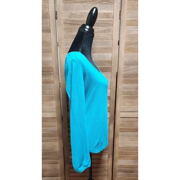Merona Women's Lightweight Pull Over Aqua Blue Sweater Medium M Long-Sleeve Top - Picture 3 of 7